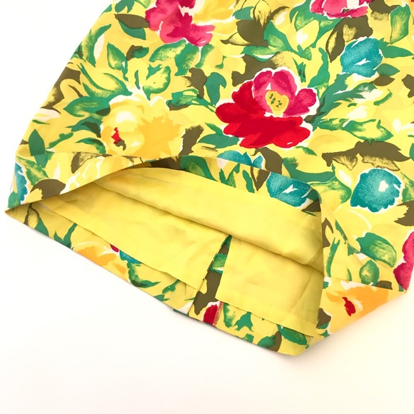 Adrienne Vittadini Yellow Water Color Floral Skirt - Picture 2 of 6